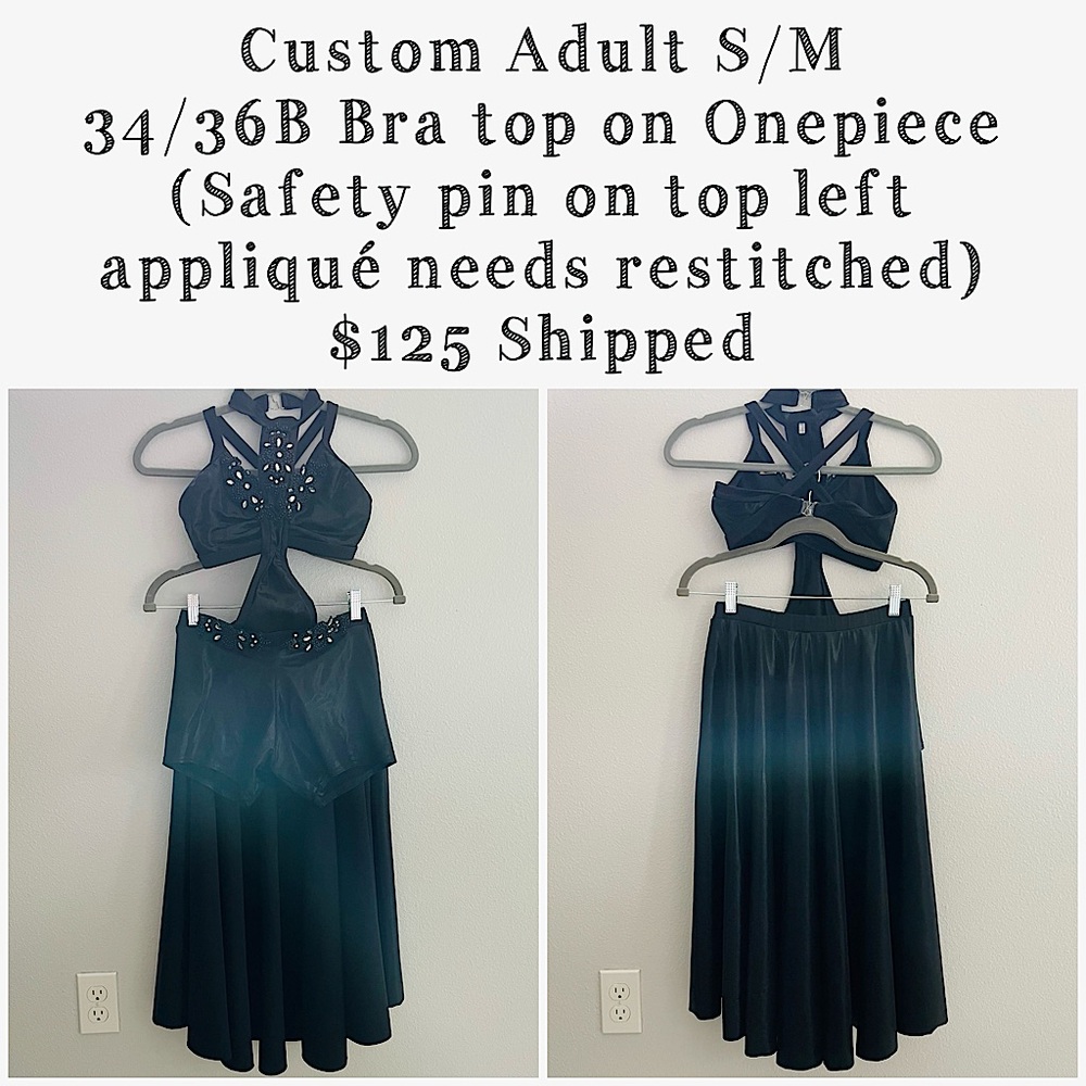 Custom S/M Adult Dance Costume, Black, Jazz/Contemporary/Open